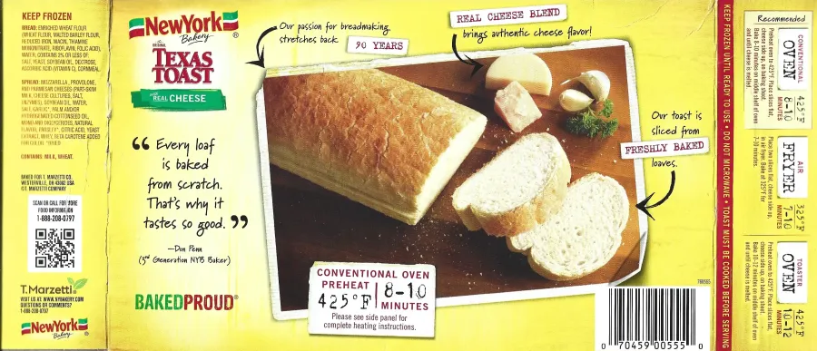 New York Bakery Cheese Texas Toast Ingredients Nutrition Facts Cooking Directions