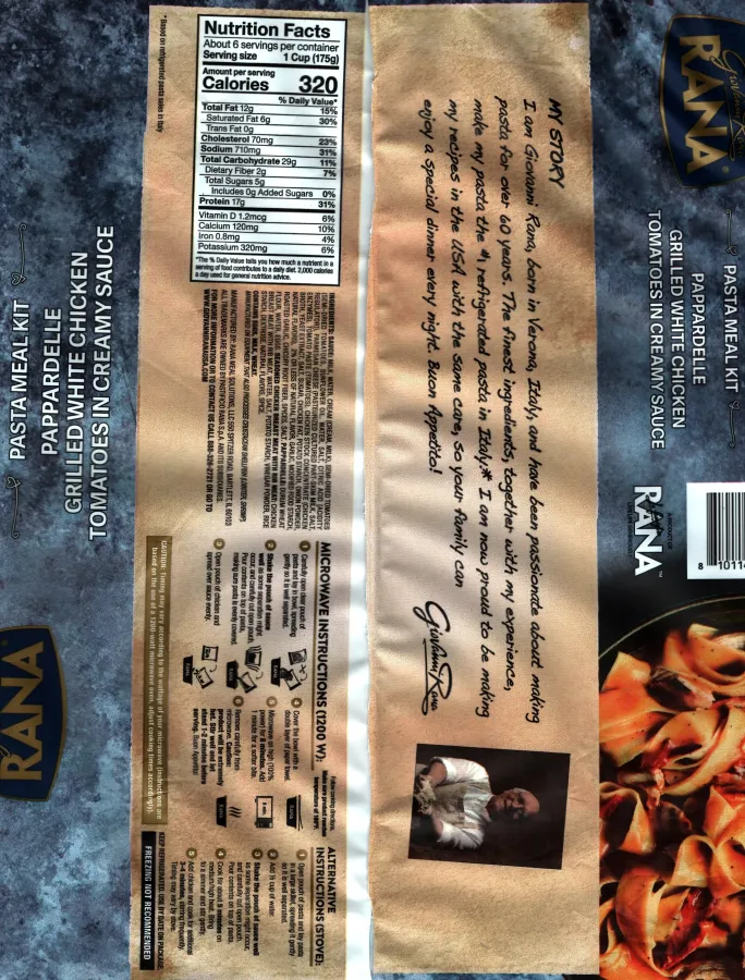 Rana Marry Me Pasta Meal Kit Ingredients Nutrition Facts Cooking Directions