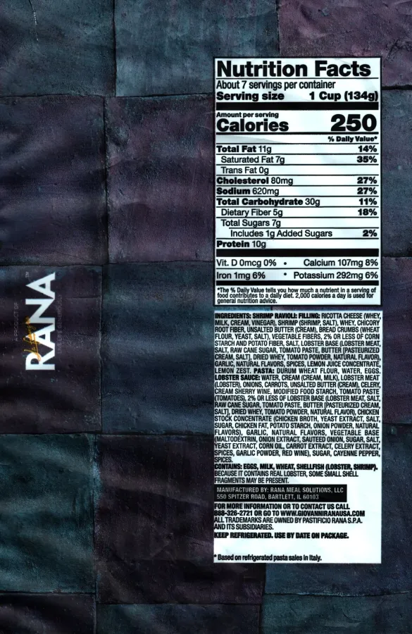 Rana Shrimp Ravioli And Lobster Sauce Ingredients Nutrition Facts