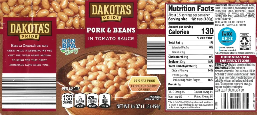 Dakotas Pride Pork And Beans Ingredients Nutrition Facts Cooking Directions