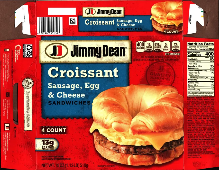 Jimmy Dean Croissant Sausage Egg And Cheese Sandwiches