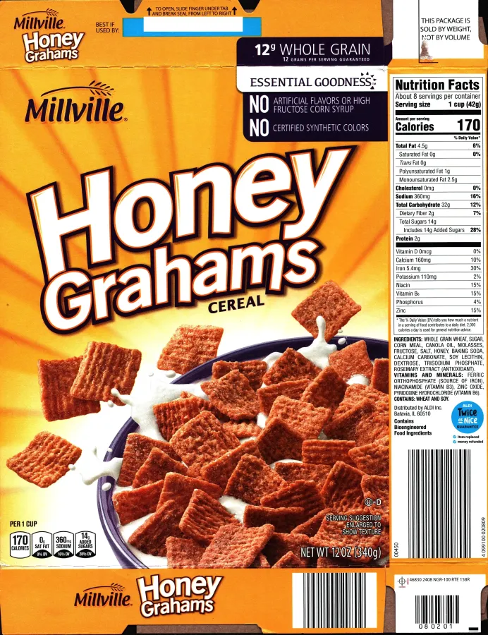 Millville Honey Grahams Cereal Ingredients Nutrition Facts