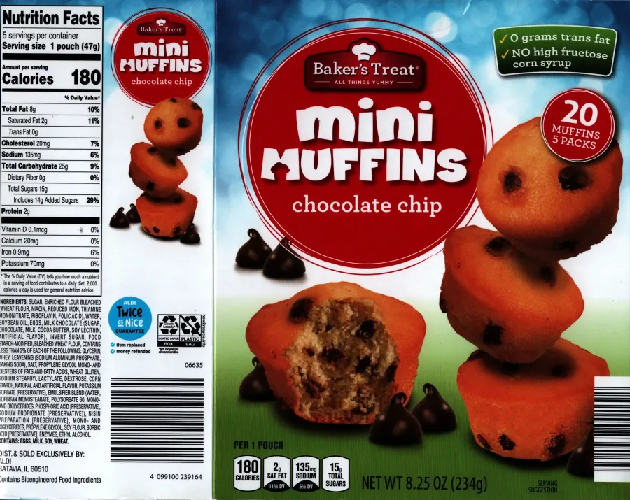 Bakers Treat Mini Chocolate Chip Muffins Ingredients Nutrition Facts