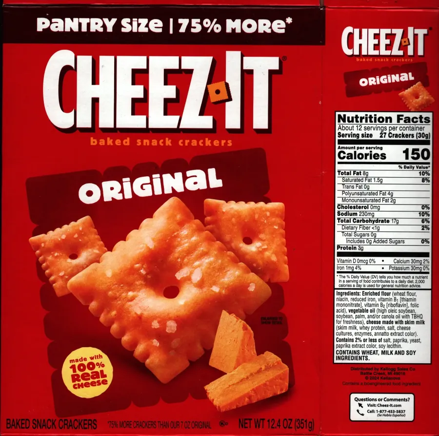 Cheez It Original Crackers Ingredients Nutrition Facts