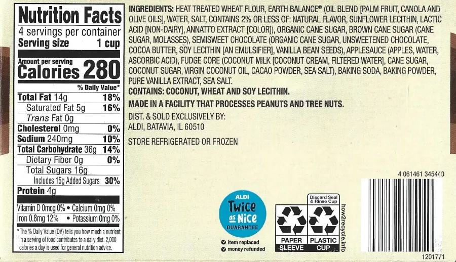 Bake House Creations Cookie Dough Core Fudge Ingredients Nutrition Facts