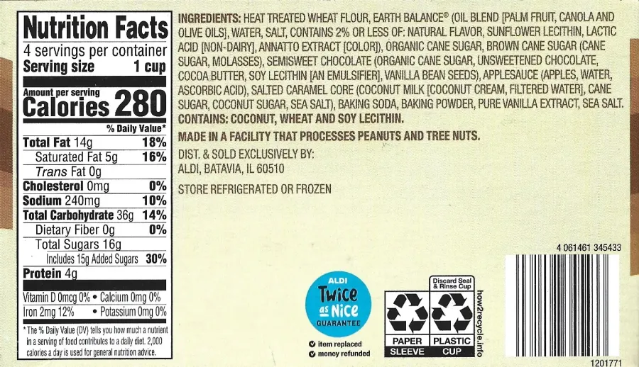 Bake House Creations Cookie Dough Core Salted Caramel Ingredients Nutrition Facts