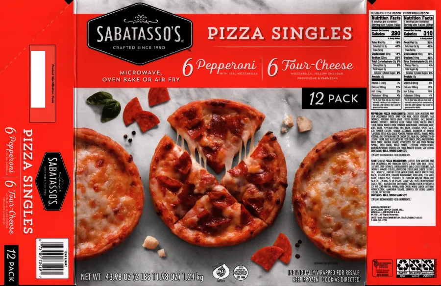 Sabatassos Single Pizzas Ingredients Nutrition Facts