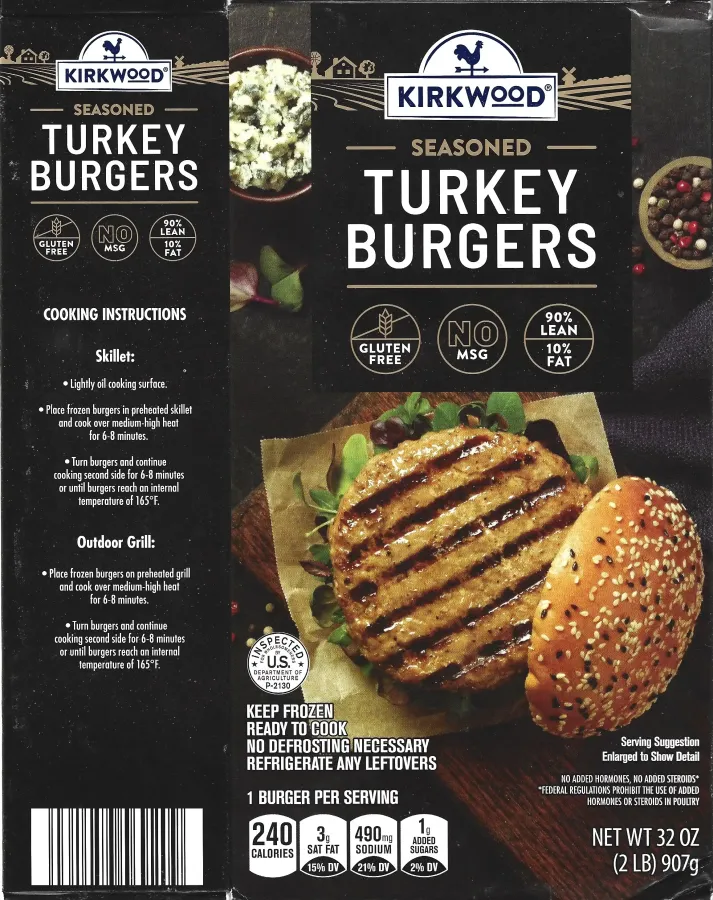 Kirkwood Seasoned Turkey Burgers Cooking Directions