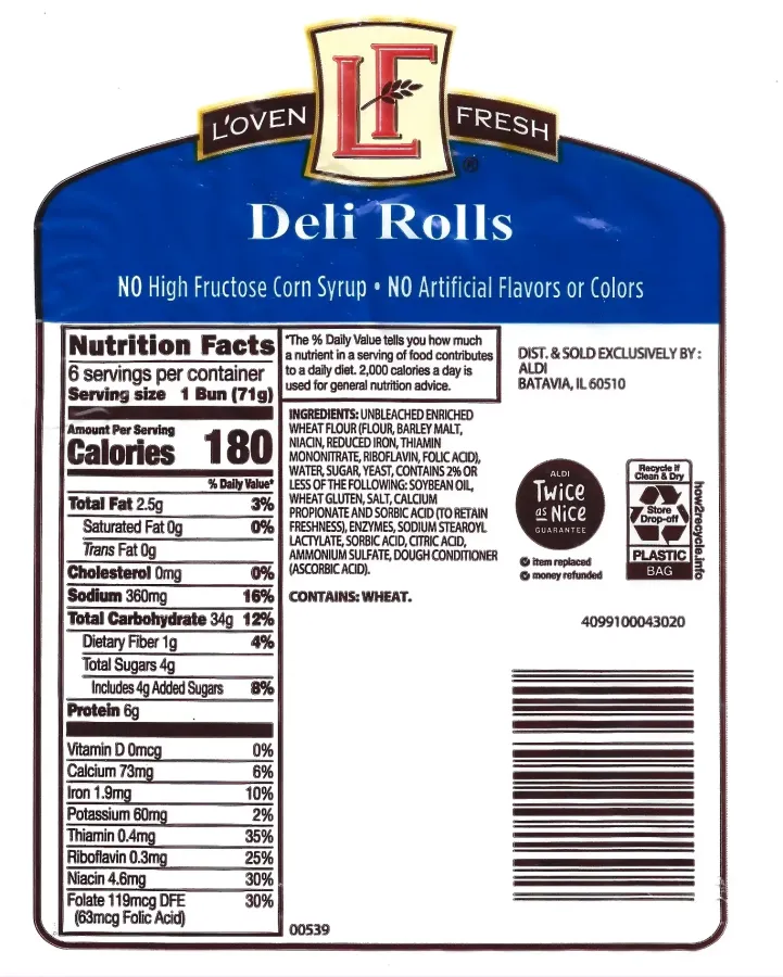Loven Fresh Deli Rolls Hot Dog Buns Ingredients Nutrition Facts
