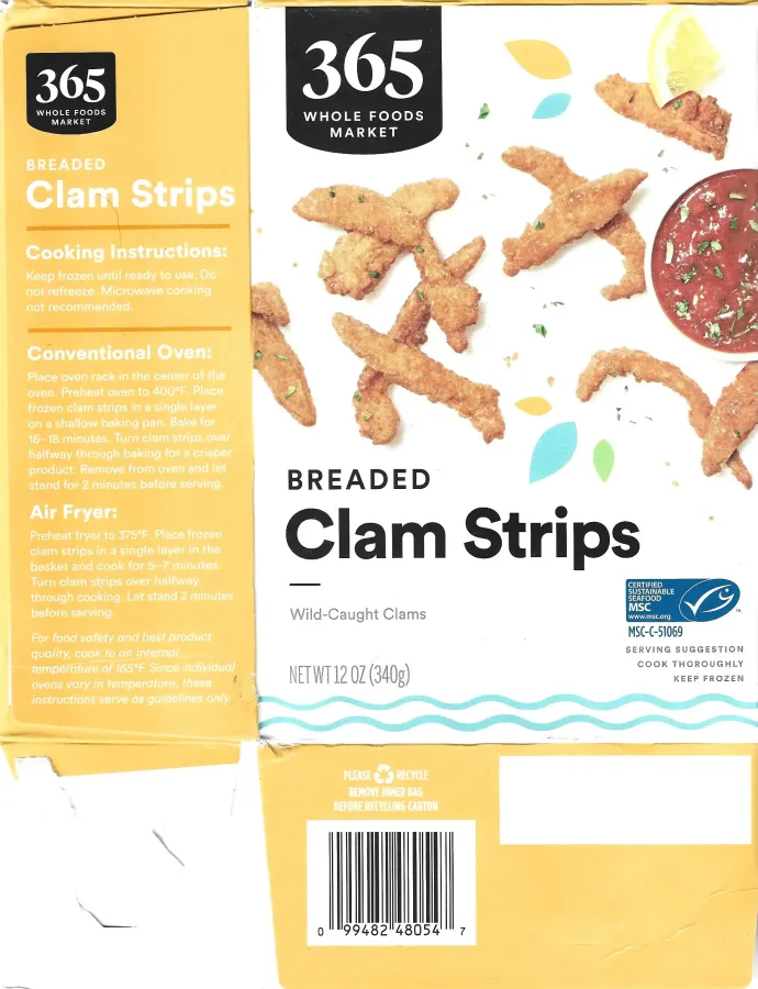 365 Whole Foods Market Breaded Clam Strips Cooking Directions