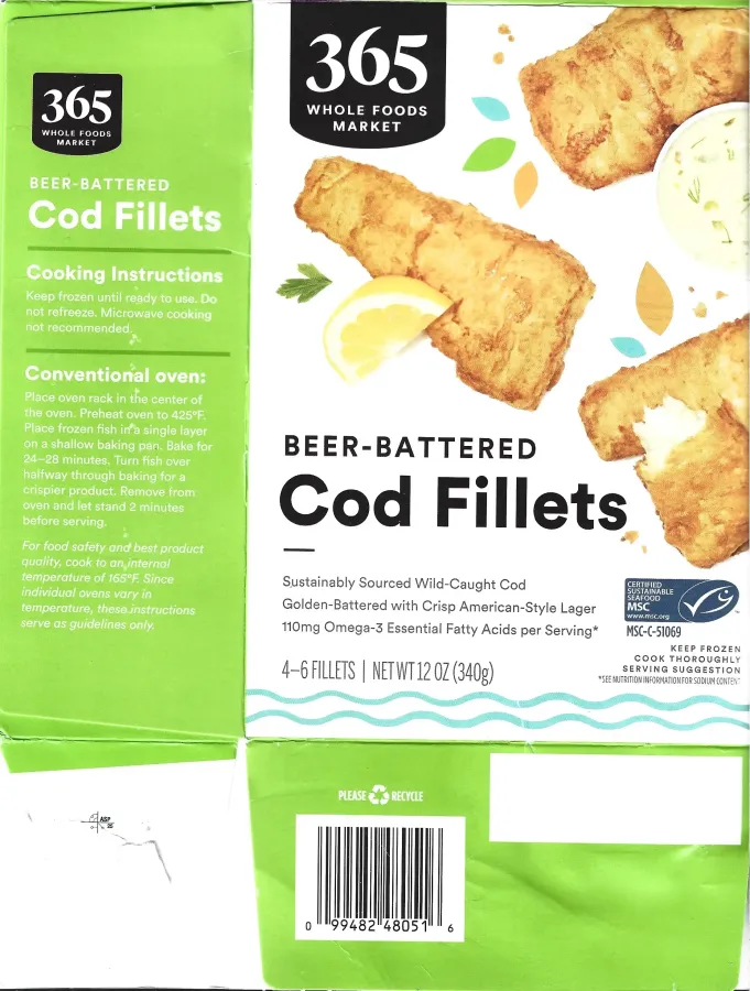 365 Whole Foods Beer Battered Cod Fillets