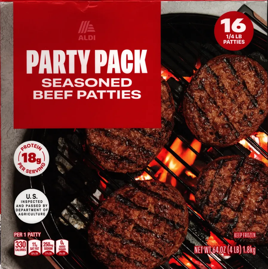 Aldi Party Pack Seasoned Beef Patties Burgers