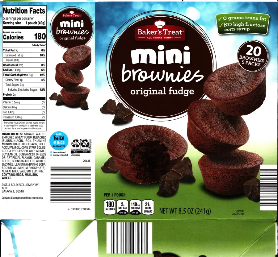 Bakers Treat Mini Brownies Original Fudge Ingredients Nutrition Facts