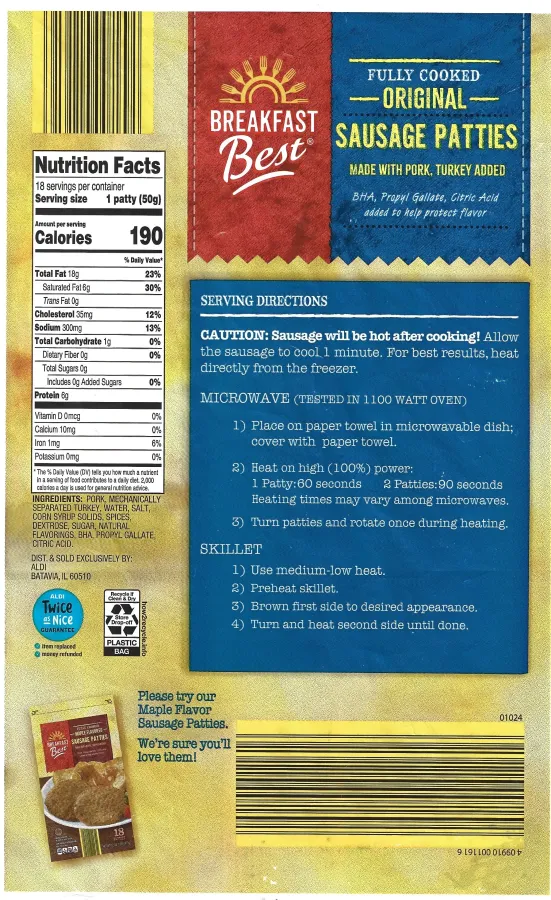 Breakfast Best Sausage Patties Ingredients Nutrition Facts Cooking Directions