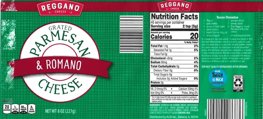 Reggano Grated Parmesan And Romano Cheese Ingredients Nutrition Facts