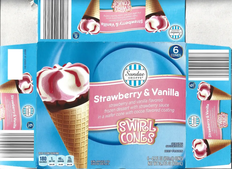 Sundae Shoppe Strawberry And Vanilla Ice Cream Cones