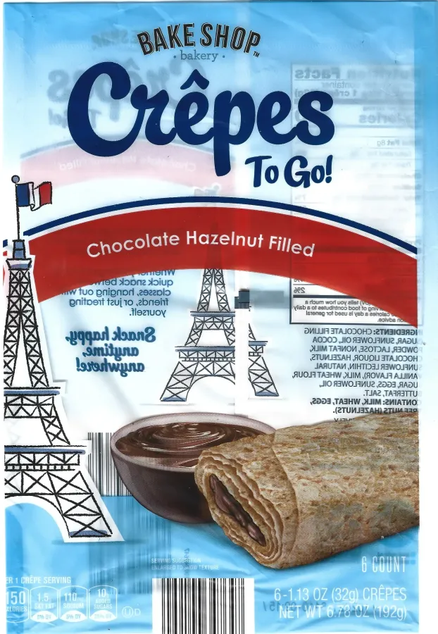 Bake Shop Crepes To Go Chocolate Hazelnut Filled