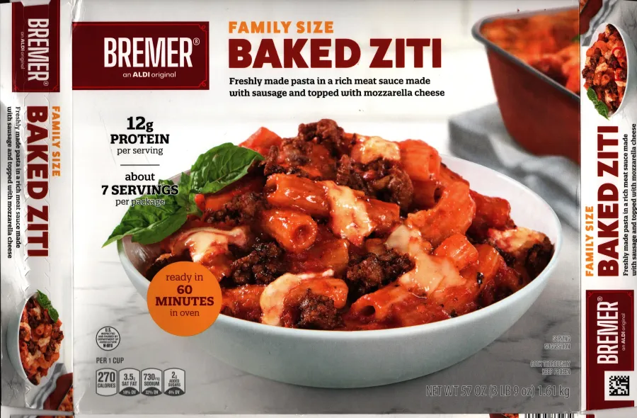 Bremer Family Size Baked Ziti