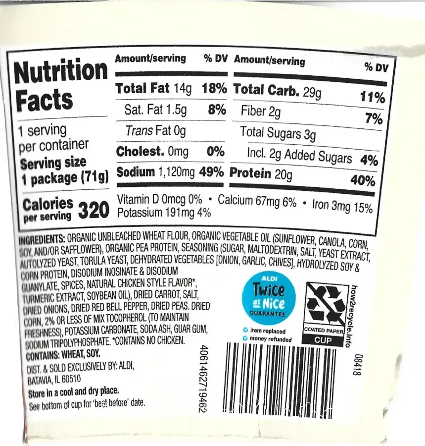 Chefs Cupboard Chicken Flavored Ramen Ingredients Nutrition Facts Cooking Directions