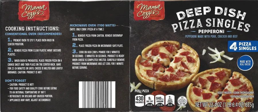 Mama Cozzis Deep Dish Pepperoni Pizza Singles Cooking Directions