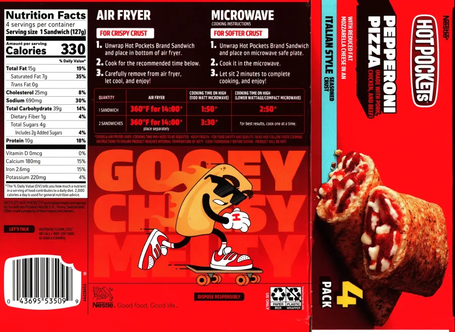 Nestle Hot Pockets Pepperoni Pizza Cooking Directions Nutrition Facts