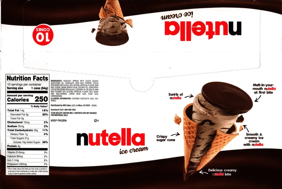 Nutella Ice Cream Cones Ingredients Nutrition Facts