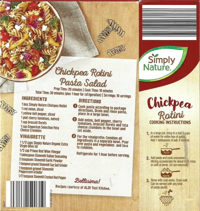 Simply Nature Chickpea Rotini Cooking Directions