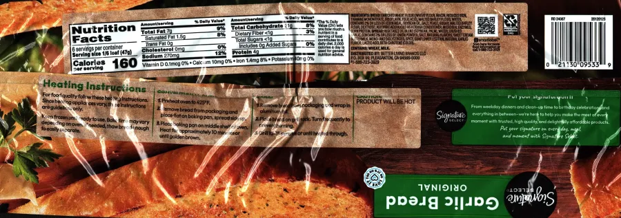 Signature Select Garlic Bread Ingredients Nutrition Facts Cooking Directions