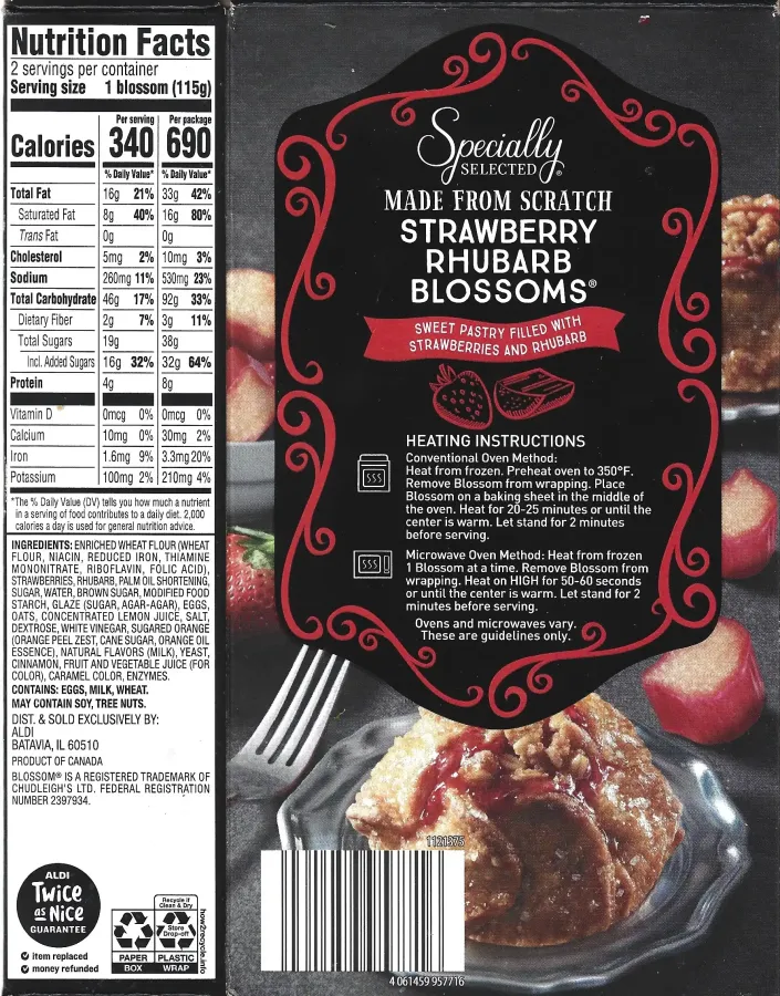Specially Selected Strawberry Rhubarb Blossoms Ingredients Nutrition Facts Cooking Directions