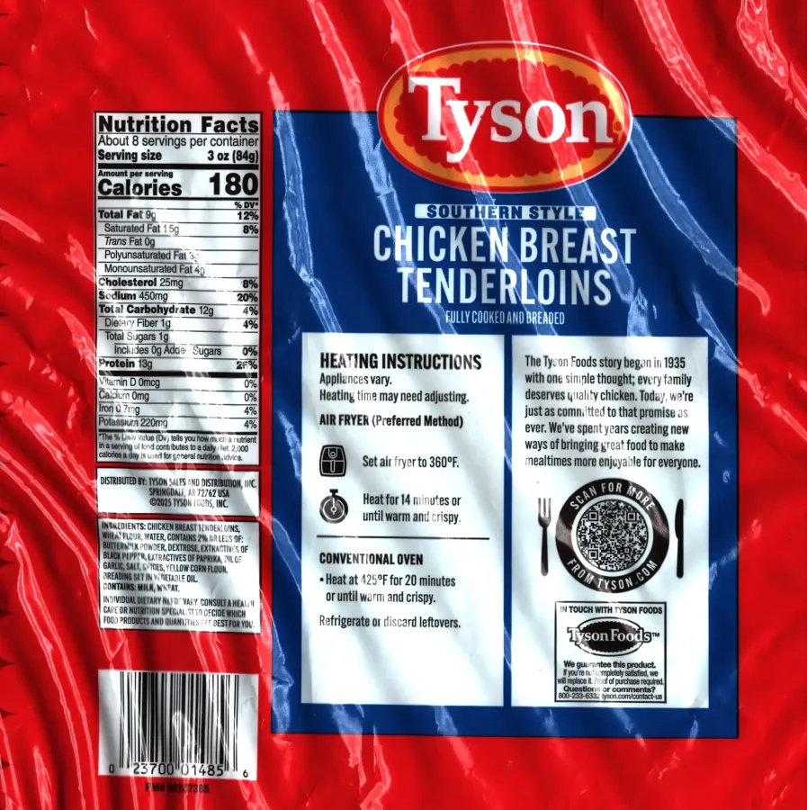 Tyson Southern Style Chicken Breast Tenderloins Ingredients Nutrition Facts Cooking Directions