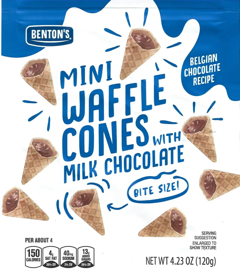 Bentons Mini Waffle Cones Milk Chocolate
