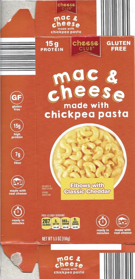 Cheese Club Mac And Cheese Made With Chickpea Pasta