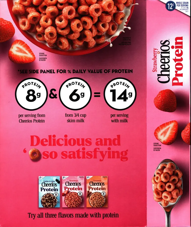 General Mills Strawberry Protein Cheerios Box Back