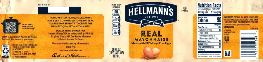Hellmanns Real Mayonnaise Ingredients Nutrition Facts