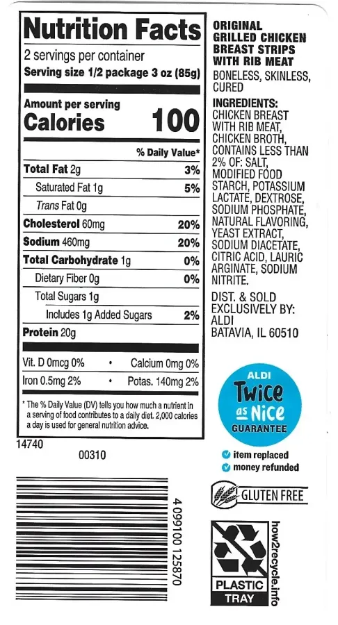 Lunch Mate Original Grilled Chicken Breast Strips With Rib Meat Ingredients Nutrition Facts