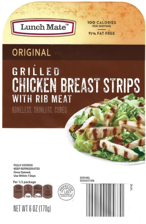 Lunch Mate Original Grilled Chicken Breast Strips With Rib Meat