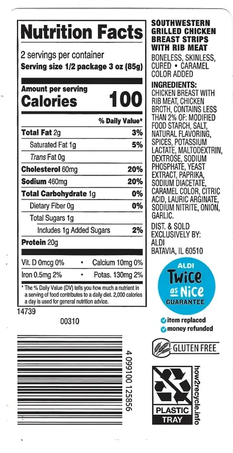 Lunch Mate Southwestern Grilled Chicken Breast Strips With Rib Meat Ingredients Nutrition Facts