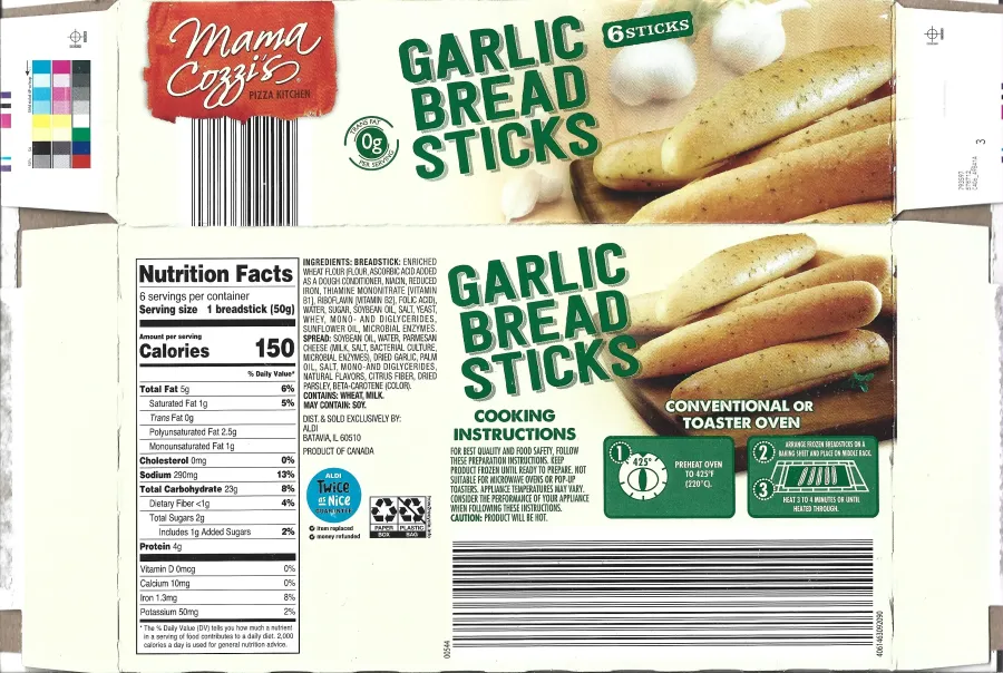 Mama Cozzis Garlic Breadsticks Ingredients Nutrition Facts Cooking Directions