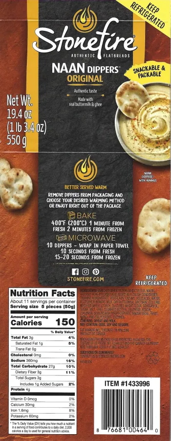 Stonefire Naan Dippers Ingredients Nutrition Facts