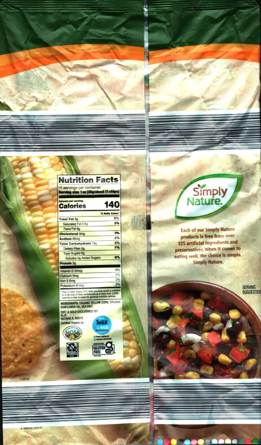 Simply Nature Yellow Corn Tortilla Chips Ingredients Nutrition Facts