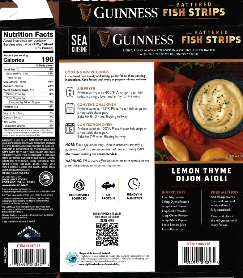 Sea Cuisine Guiness Battered Fish Strips Ingredients Nutrition Facts Cooking Directions