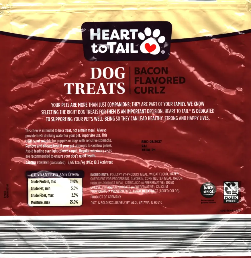 Heart To Tail Bacon Flavored Curlz Dog Treats Ingredients Nutrition Facts