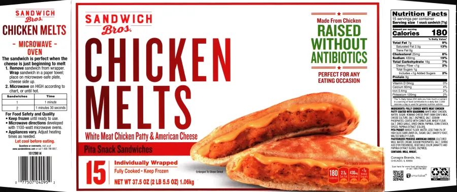 Sandwich Bros Chicken Melts Ingredients Nutrition Facts Ingredients Cooking Directions
