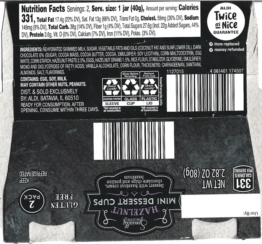 Specially Selected Hazelnut Mini Dessert Cup Ingredients Nutrition Facts