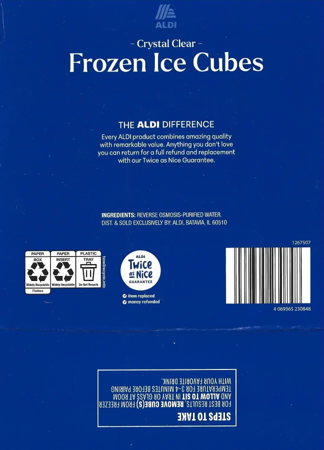 Aldi Crystal Clear Frozen Ice Cubes Ingredients