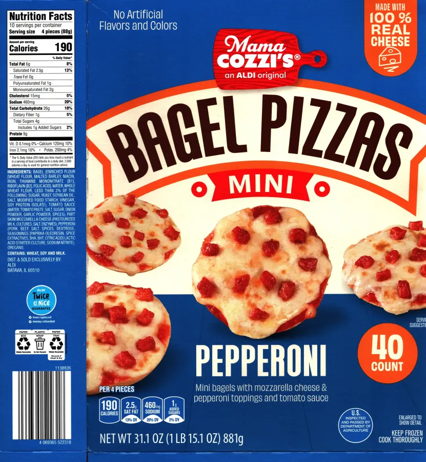 Mama Cozzis Bagel Pizzas Mini Pepperoni Ingredients Nutrition Facts
