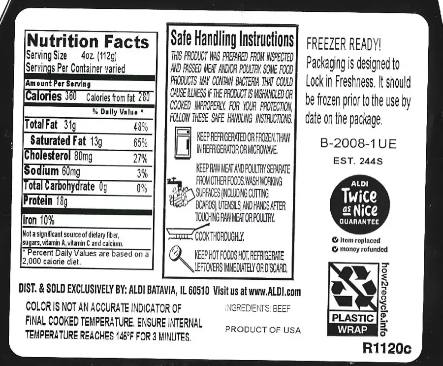 Beef From Aldi Usda Choice Black Angus Ribeye Steak Nutrition Facts Directions