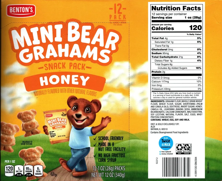 Bentons Mini Bear Honey Grahams Ingredients Nutrition Facts