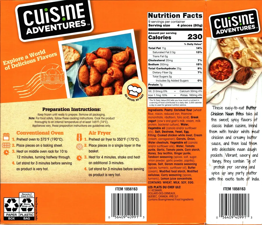 Cuisine Adventures Butter Chicken Naan Bites Ingredients Nutrition Facts Cooking Directions